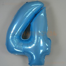 Шар (40''/102 см) Цифра, 4, Голубой, Макарунс